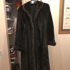 Ranch Mink coat with blue iris trim.